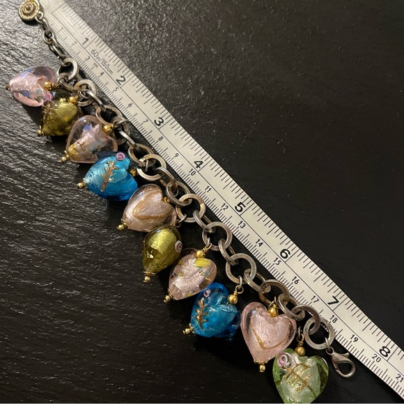 R.J. Graziano Silver Stone Multicolored Frosted Heart 8” Charm Bracelet - Picture 11 of 13